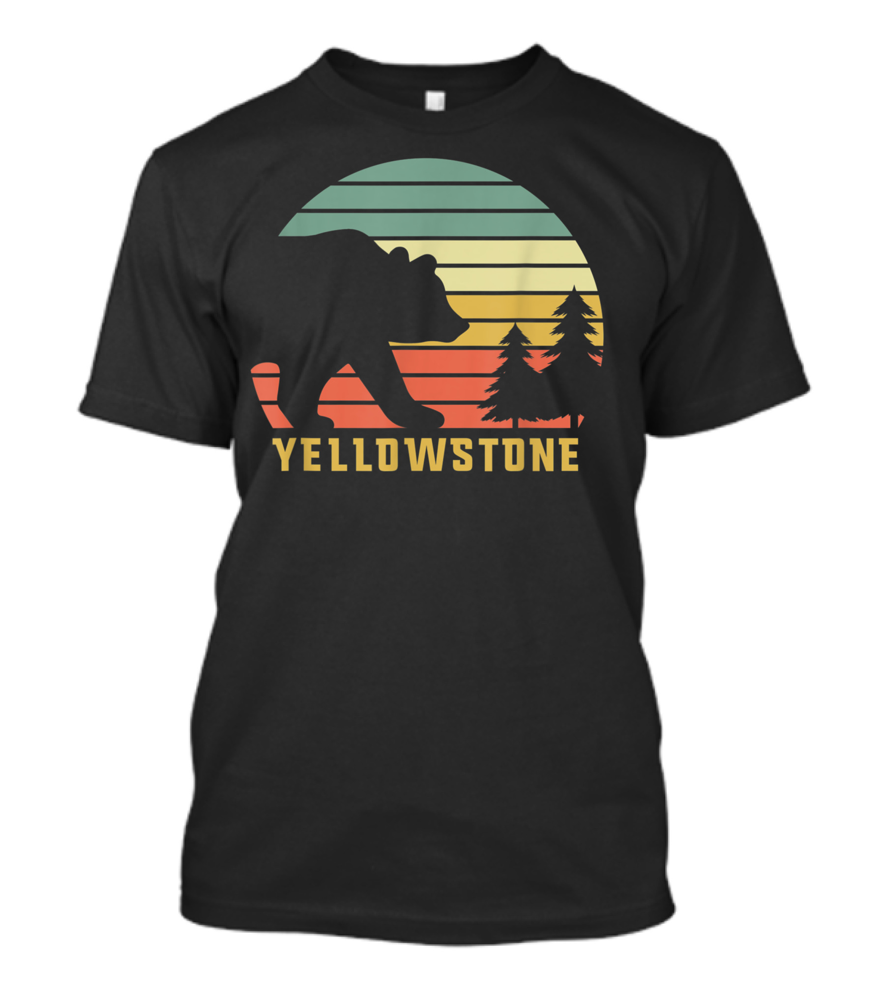 Yellowstone National Park Bear Silhouette Sunset Pines T-Shirt