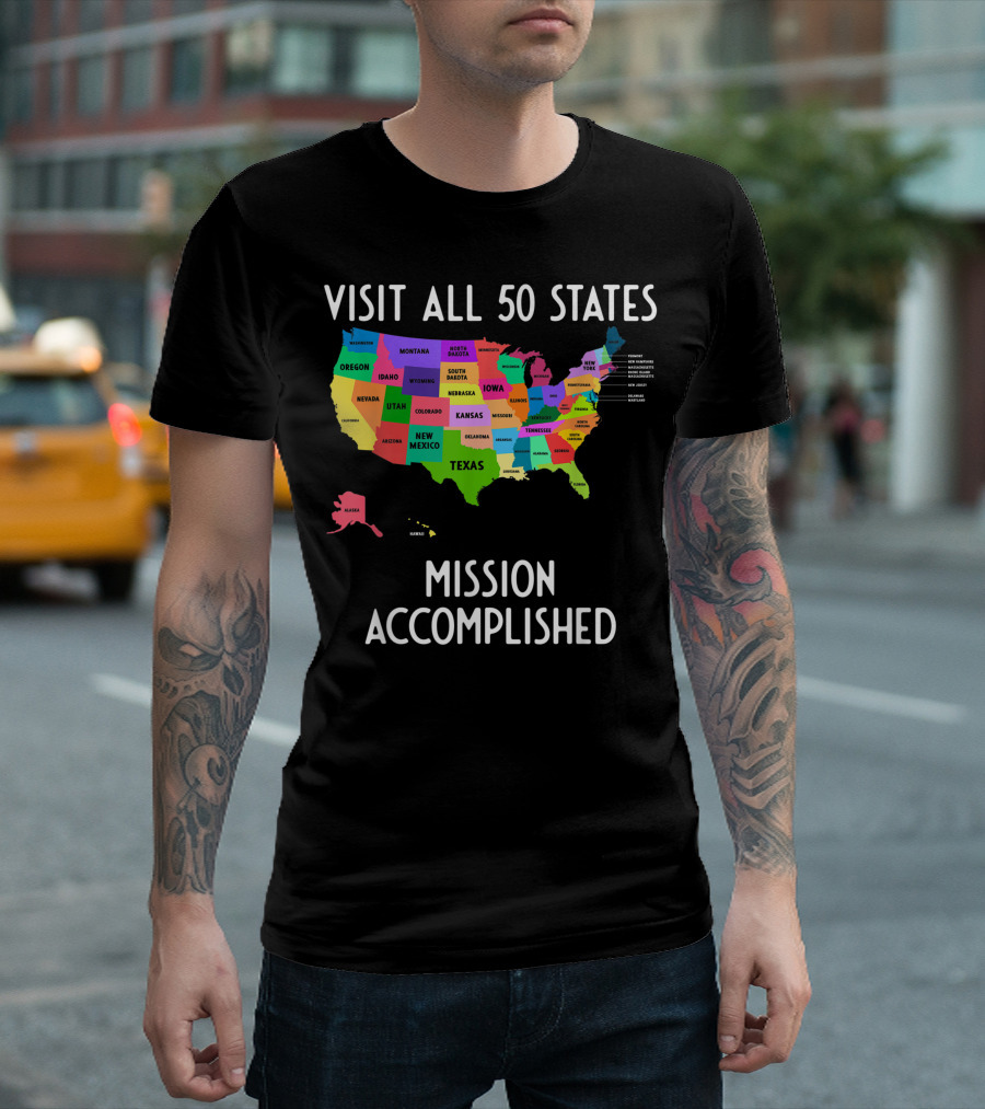 Visit All 50 States Map USA Mission Accomplished T-Shirt