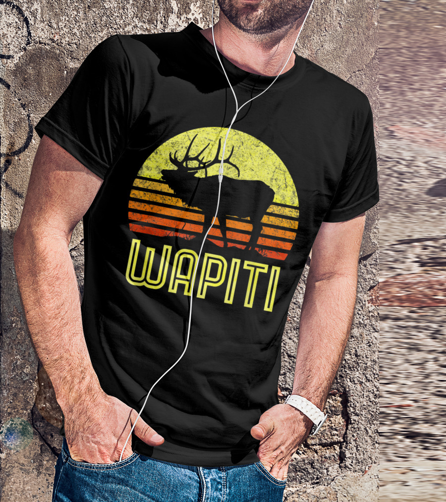 Wapiti Elk Vintage Sun Bow Hunting Dad T-Shirt