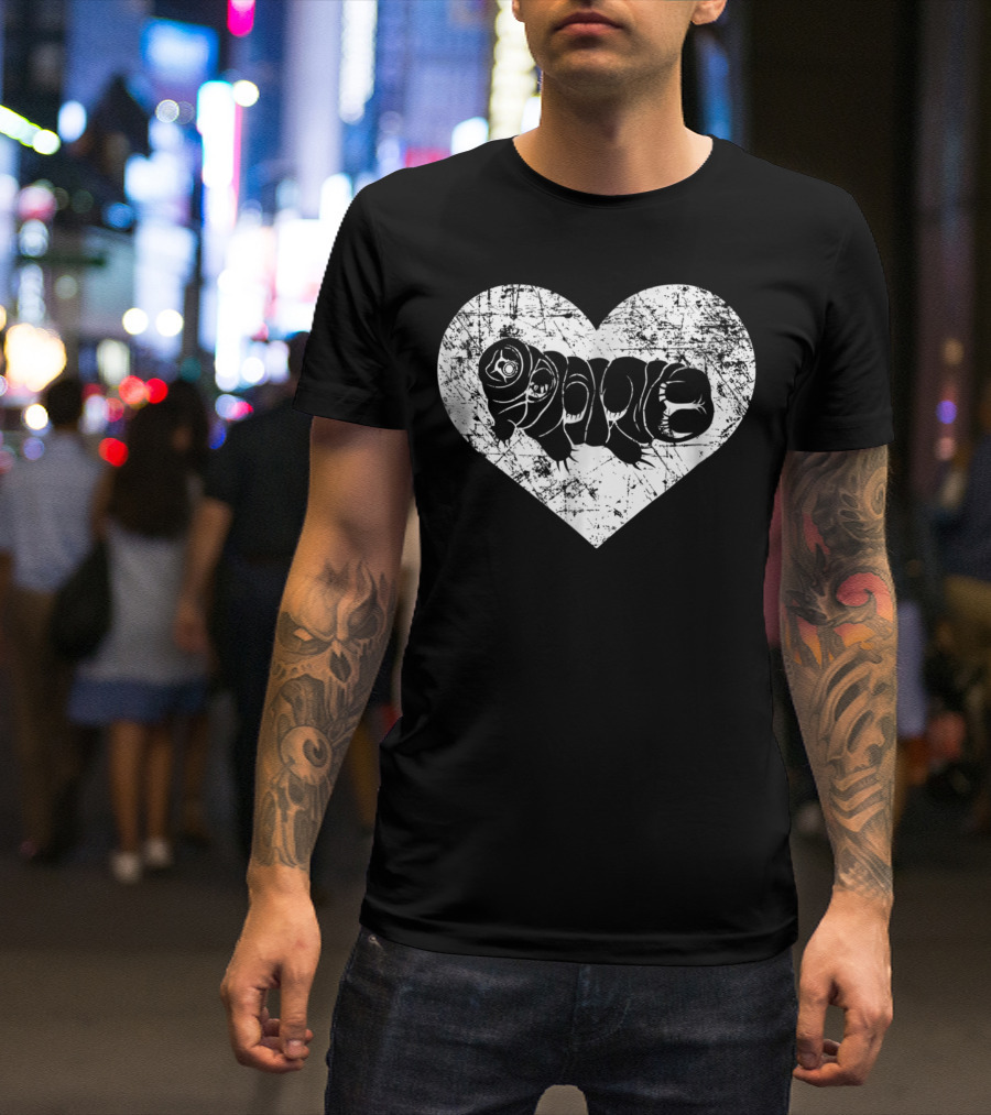 Water Bear In Grunge Heart Tardigrade Science T-Shirt