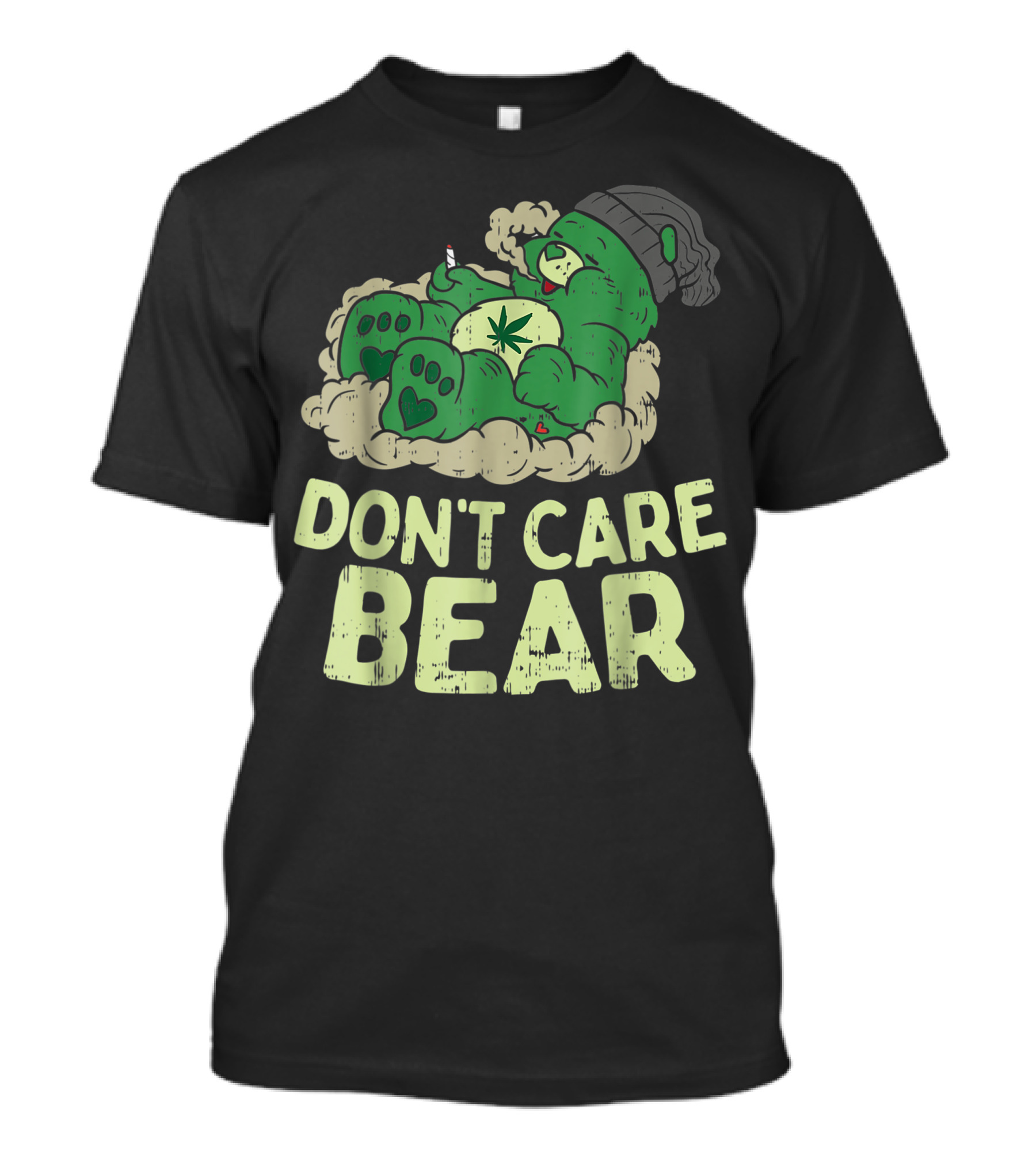 Don't Care Bear Weed Smoking Green Bear T-Shirt