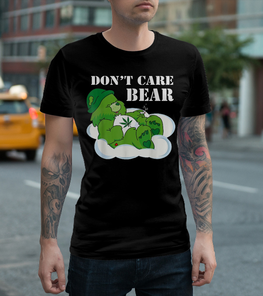 Don't Care Bear Weed Herb Cute Bear Smoking T-Shirt