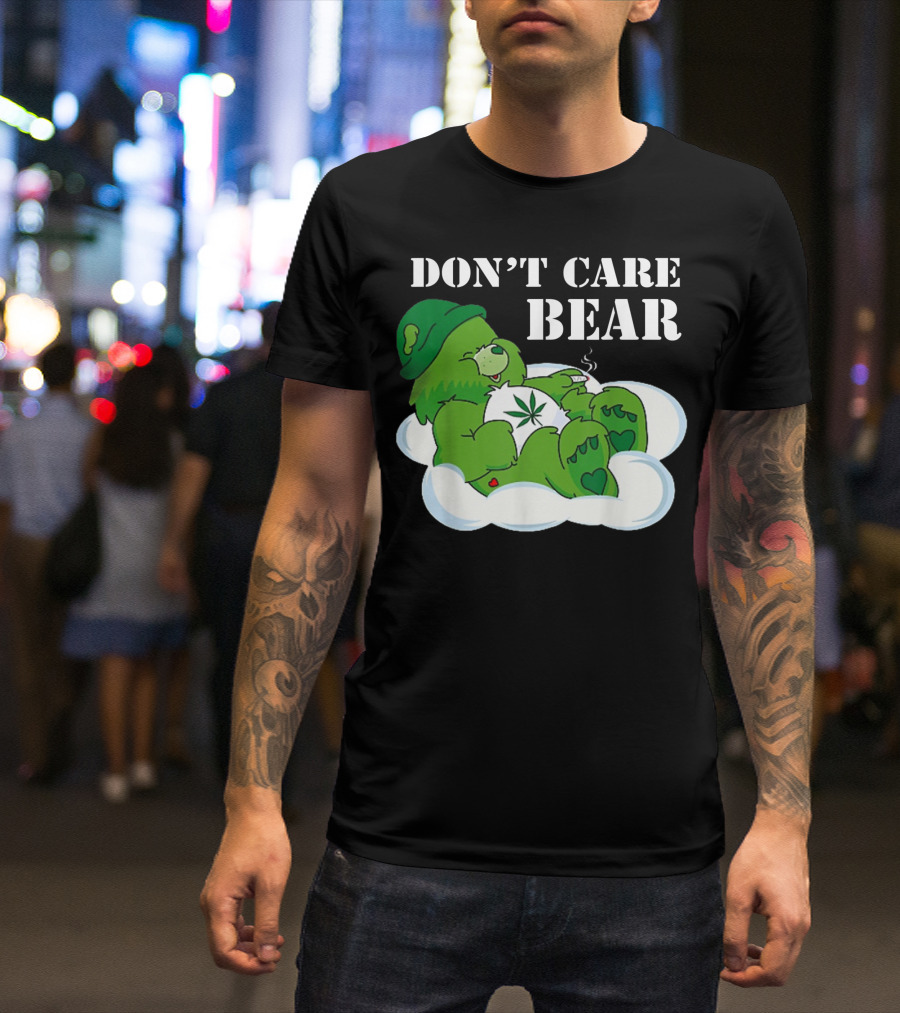 Don't Care Bear Weed Herb Cute Bear Smoking T-Shirt