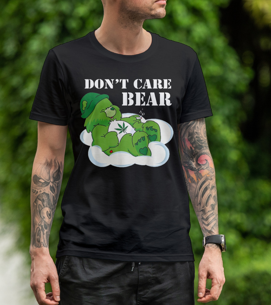 Don't Care Bear Weed Herb Cute Bear Smoking T-Shirt