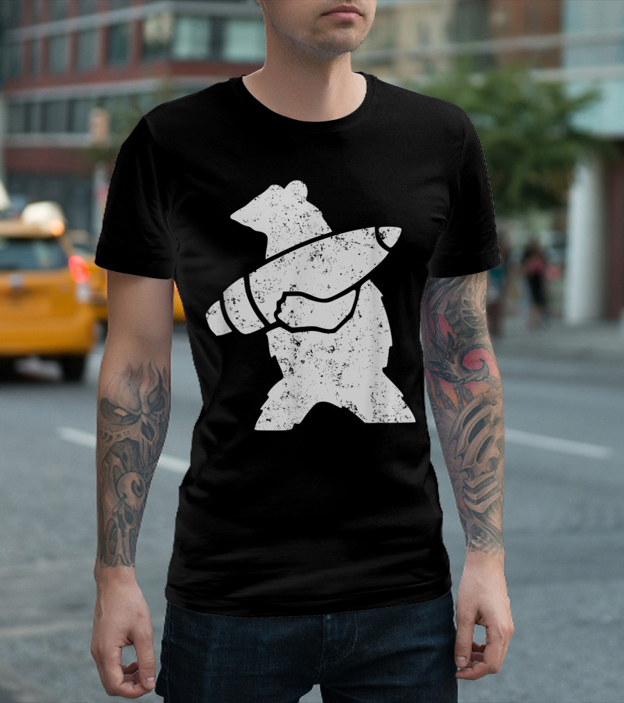 Wojtek The Bear Corporal Iconic Silhouette With Artillery Shell T-Shirt