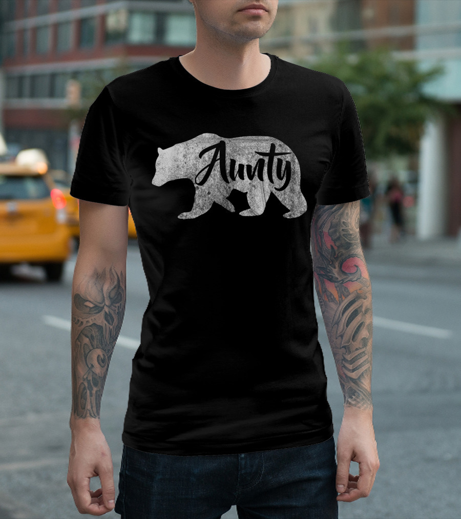 Aunty Bear Outdoors Family Aunties Text Bear T-Shirt