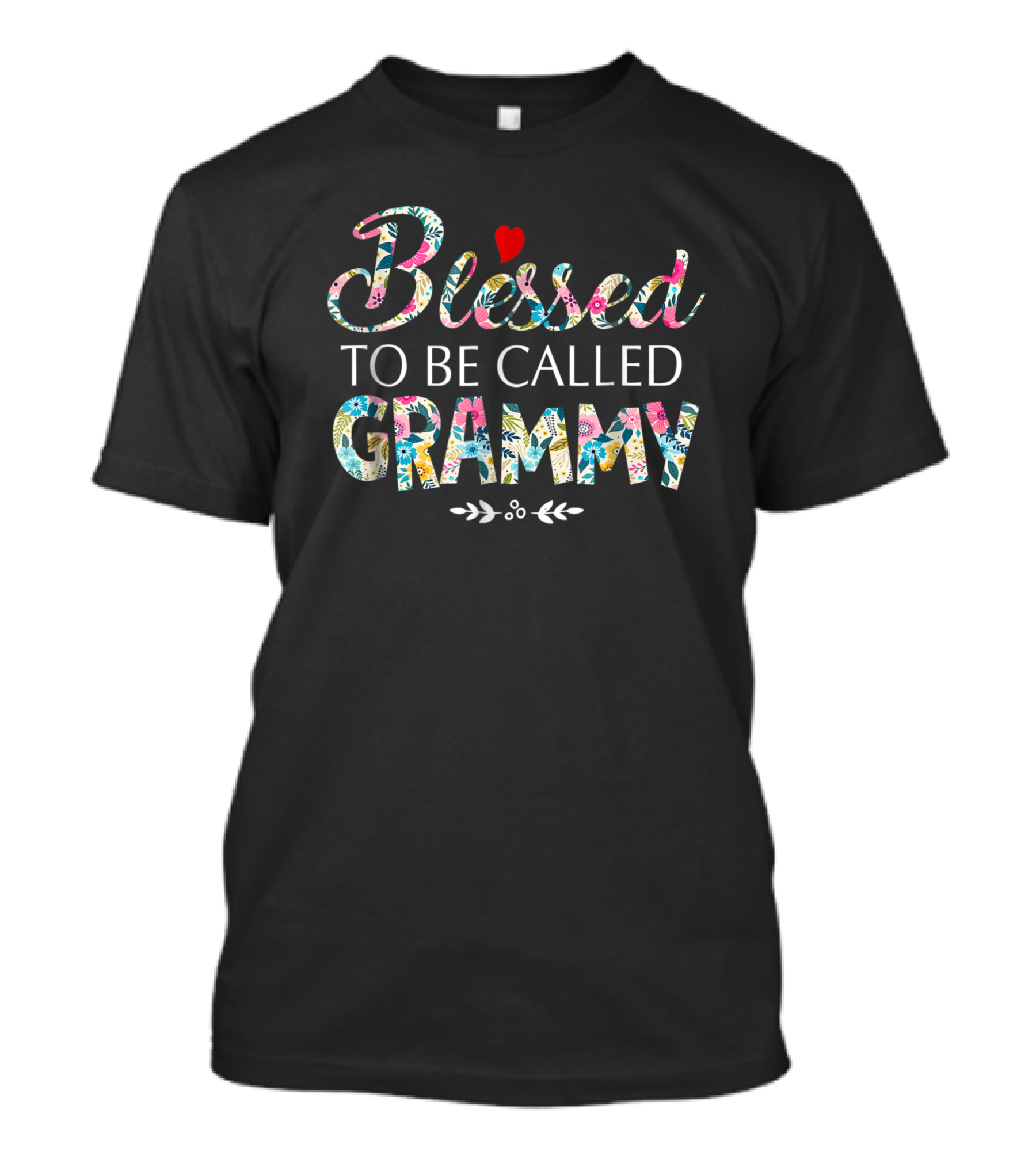 Blessed To Be Called Grammy Colorful Floral Heart T-Shirt
