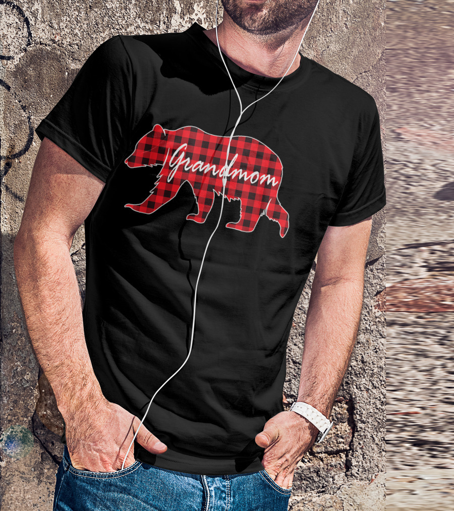 Grandmom Red Plaid Bear T-Shirt