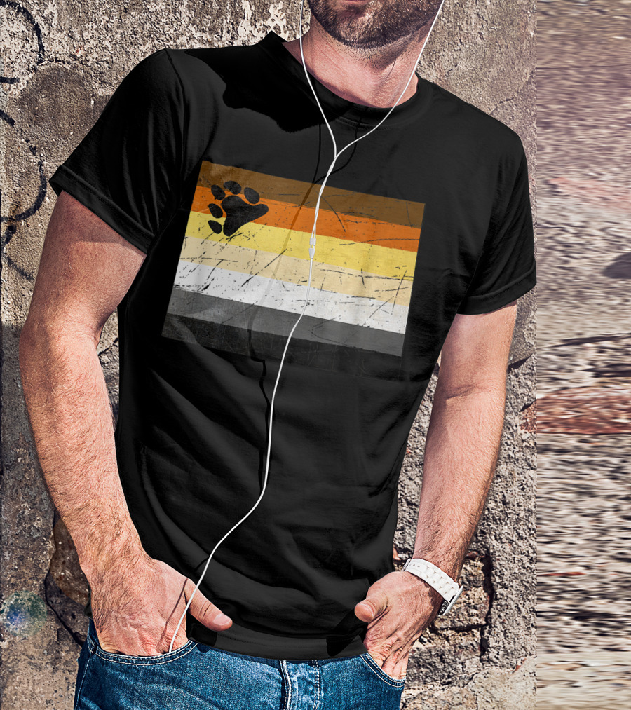 Wyoming Gay Bear Pride Flag With Bear Paw Stripes T-Shirt