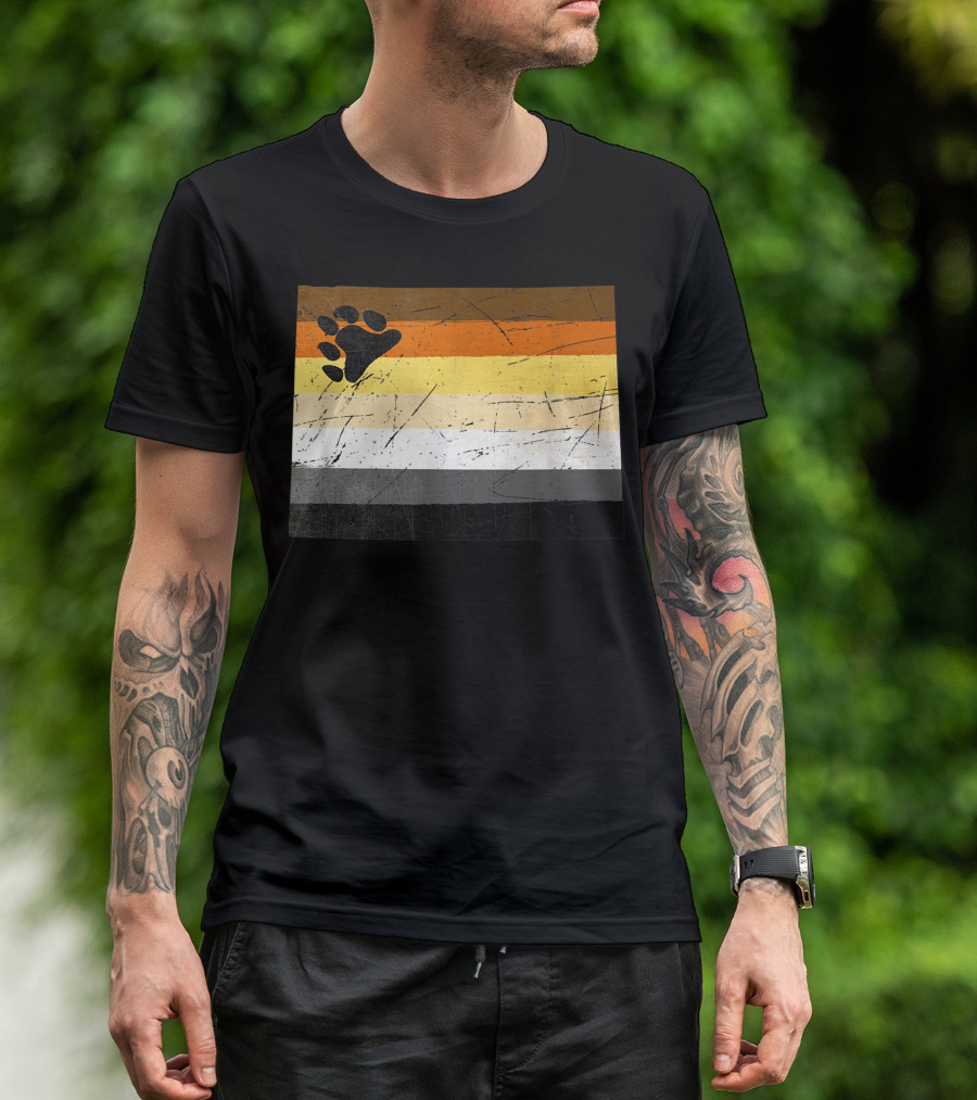 Wyoming Gay Bear Pride Flag With Bear Paw Stripes T-Shirt