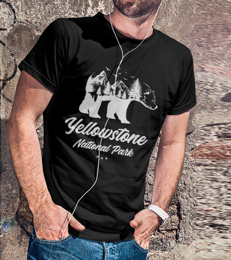 Yellowstone National Park Bear Mountain Forest Scene T-Shirt