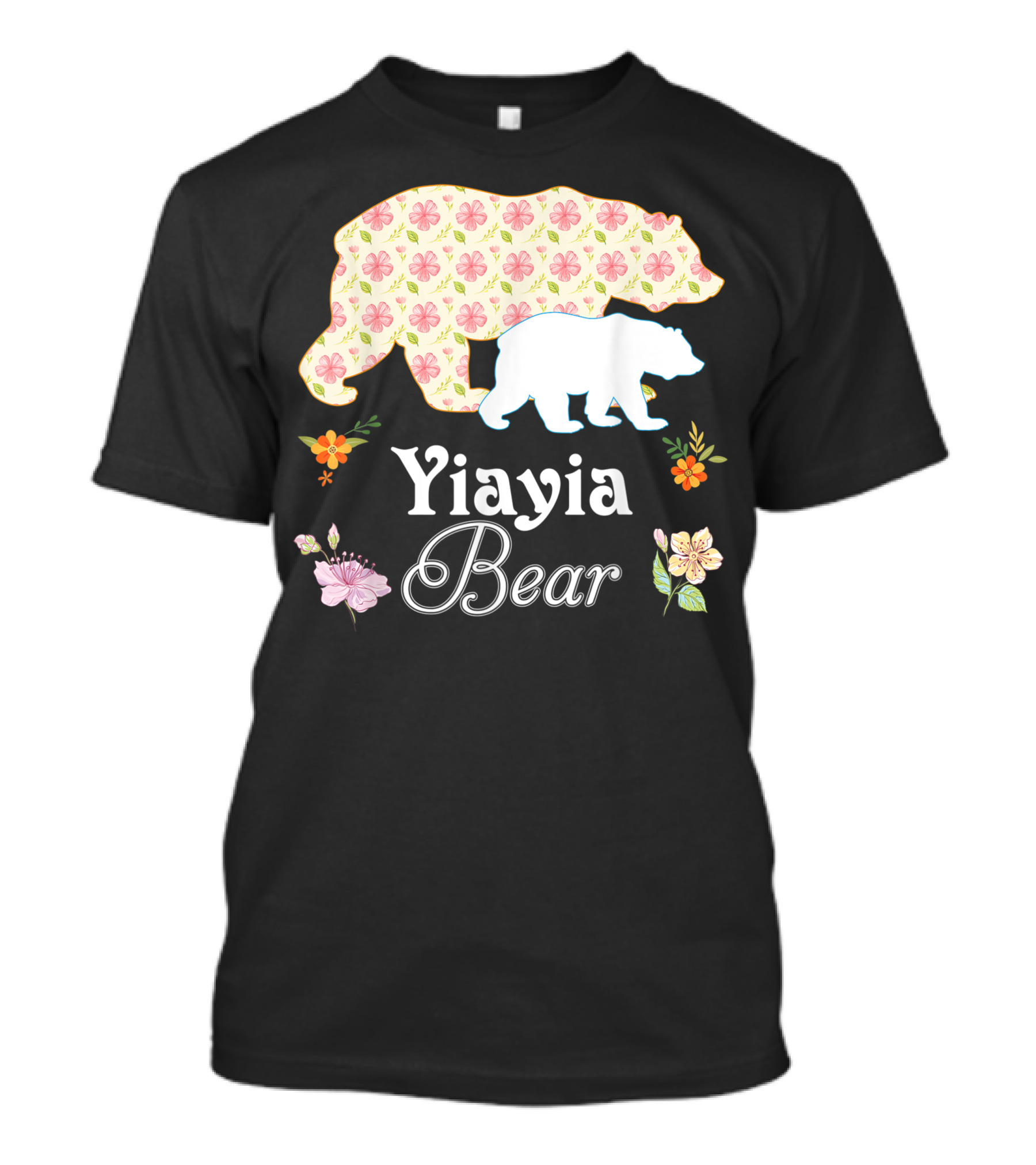 Yiayia Bear Floral Mommy Grandma Mother T-Shirt