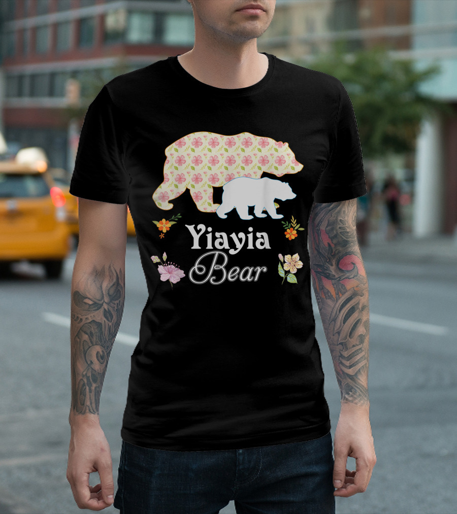 Yiayia Bear Floral Mommy Grandma Mother T-Shirt