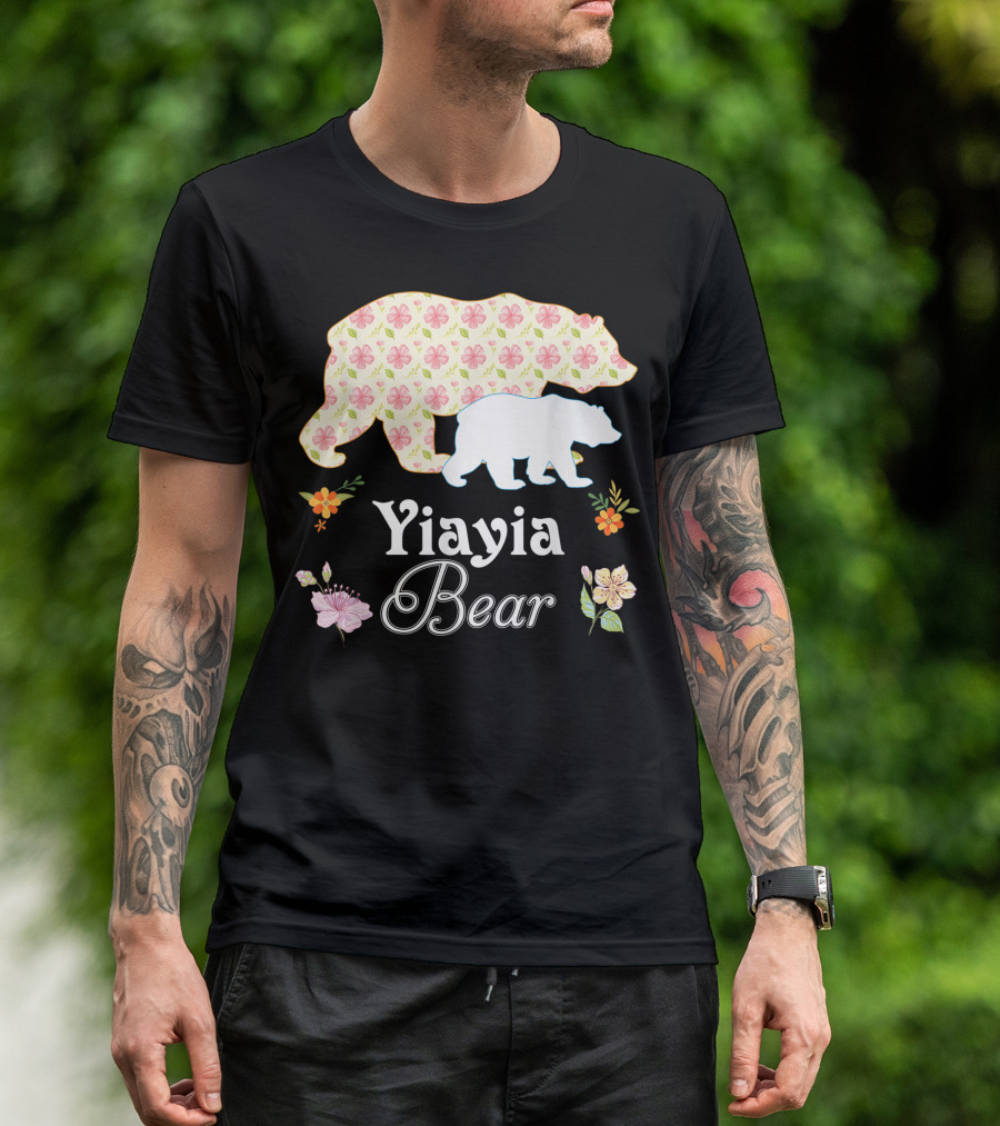 Yiayia Bear Floral Mommy Grandma Mother T-Shirt
