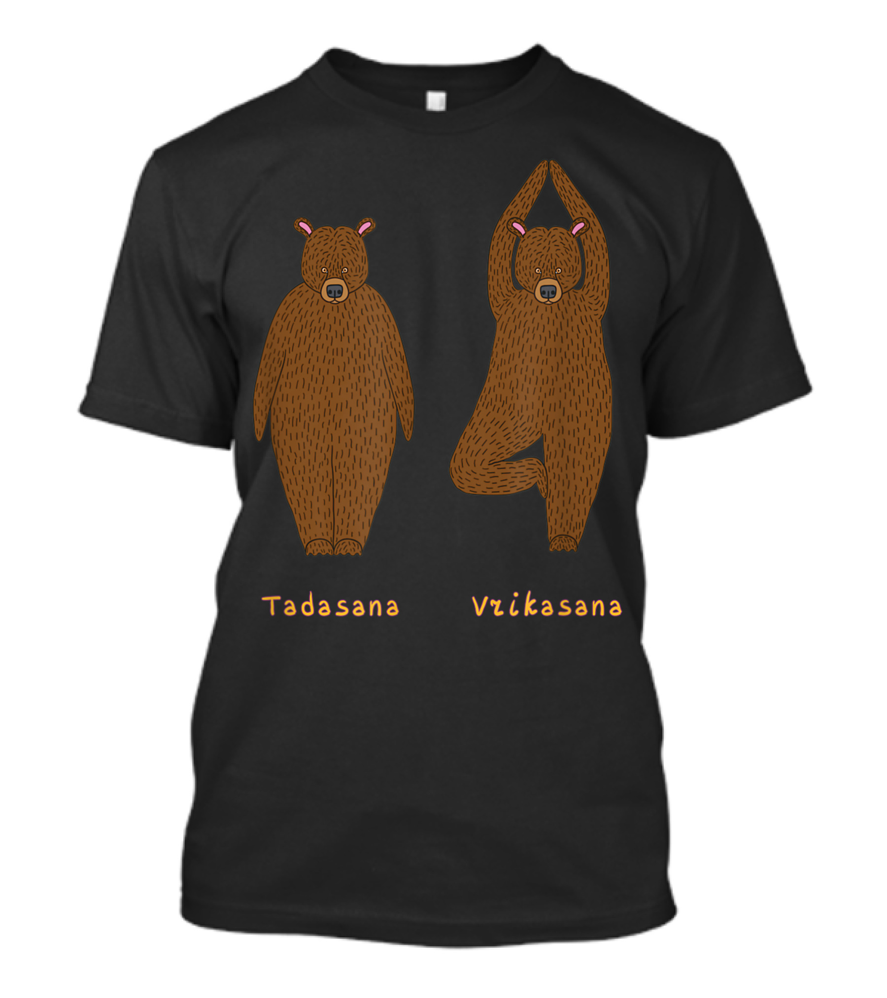 Tadasana Vrikasana Yoga Bears With Asana Names T-Shirt