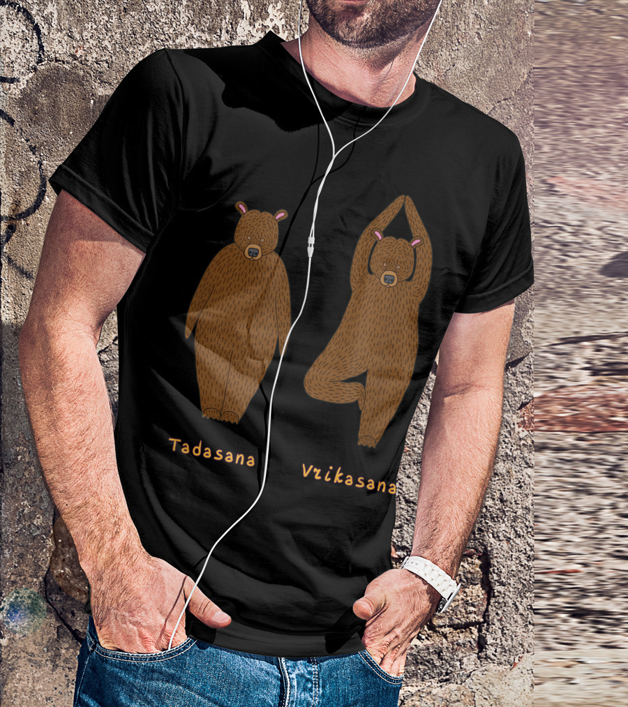 Tadasana Vrikasana Yoga Bears With Asana Names T-Shirt