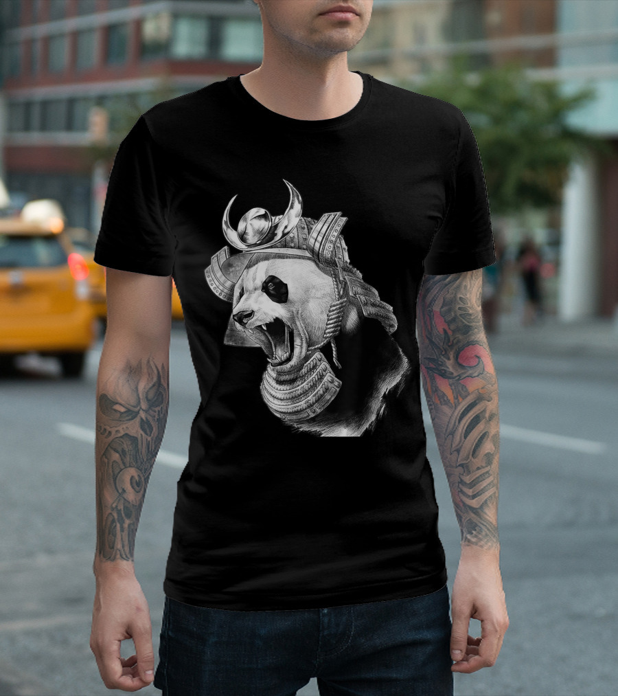Panda Bear Samurai Warrior Helmet T-Shirt
