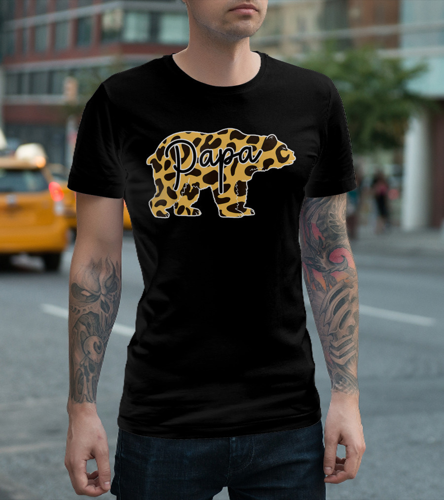 Papa Bear Cheetah Leopard Print T-Shirt