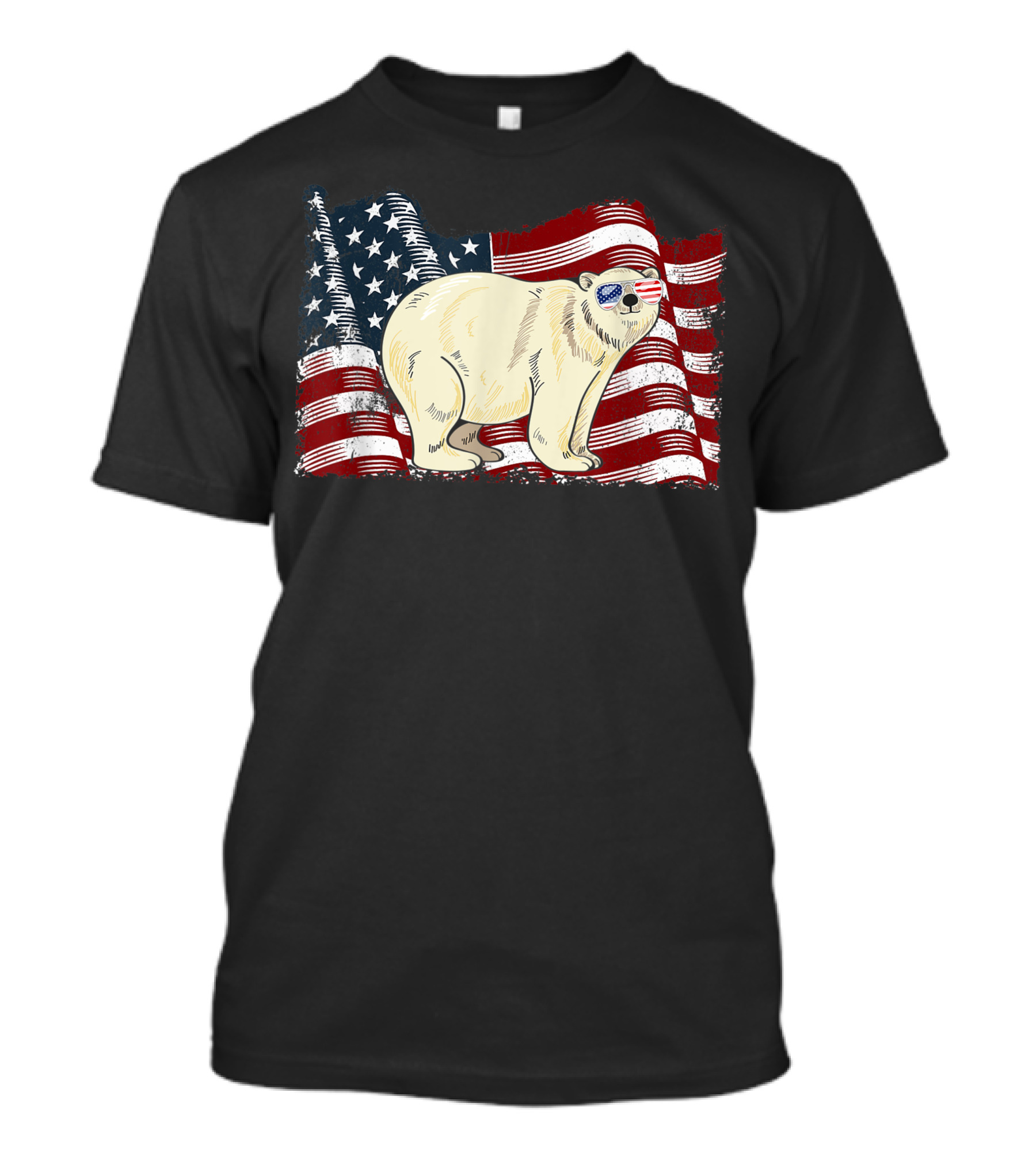 American Flag Polar Bear 4th Of July Women T-Shirt