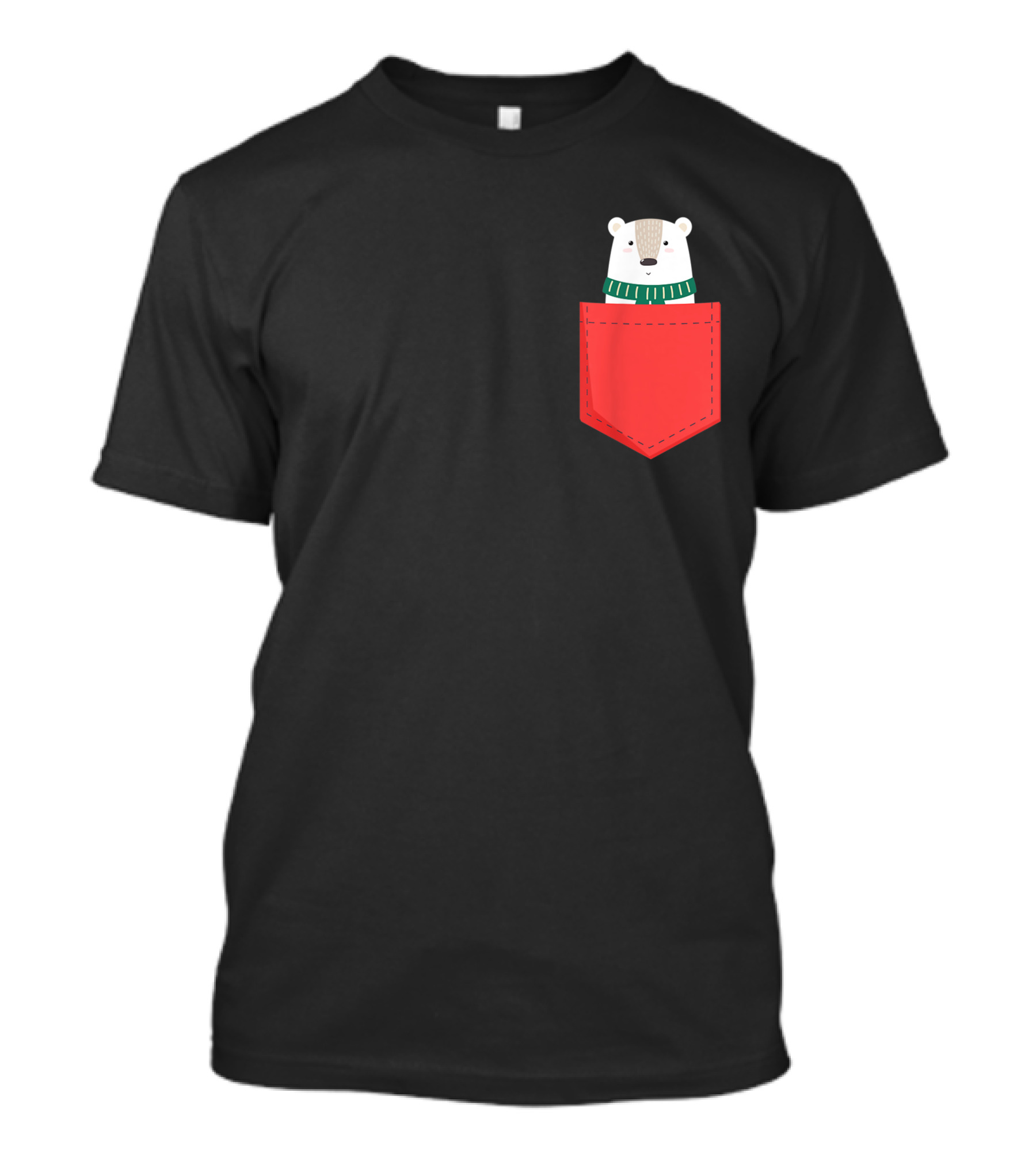 Polar Bear Merry Holiday In Red Pocket T-Shirt