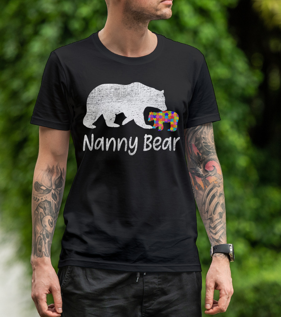 Nanny Bear Autism Awareness Support Love T-Shirt