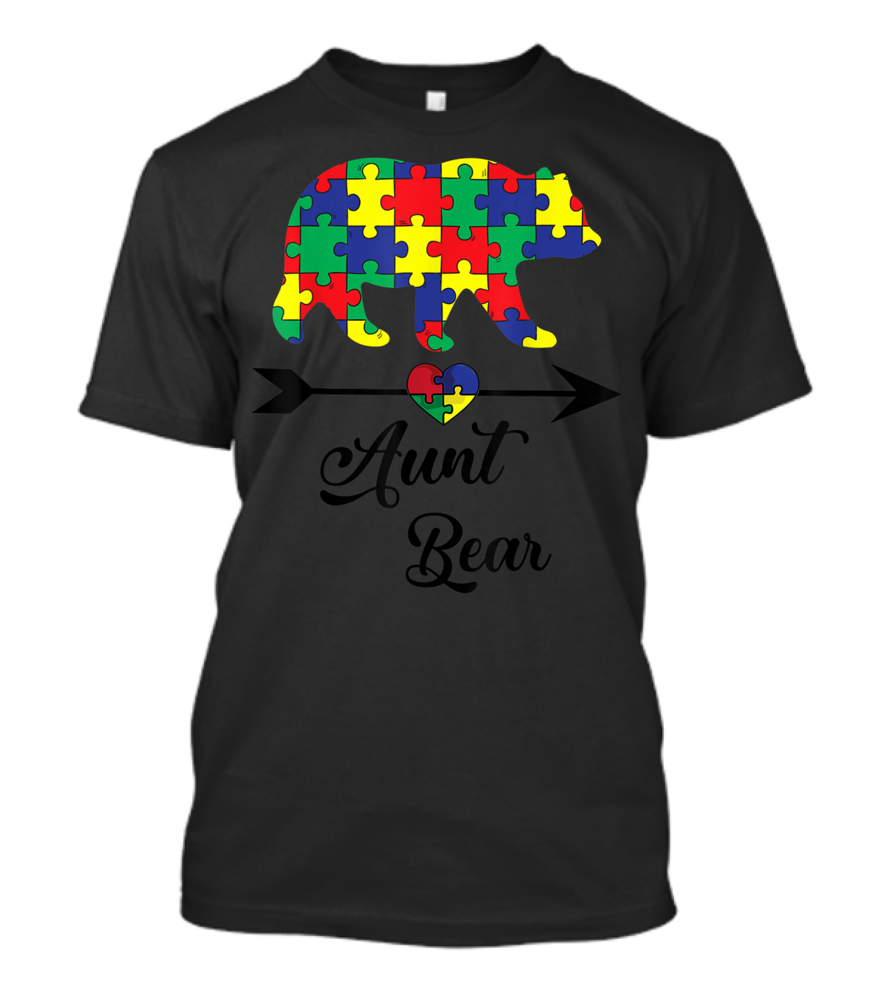Aunt Bear Puzzle Heart Autism Awareness Auntie 0Y T-Shirt