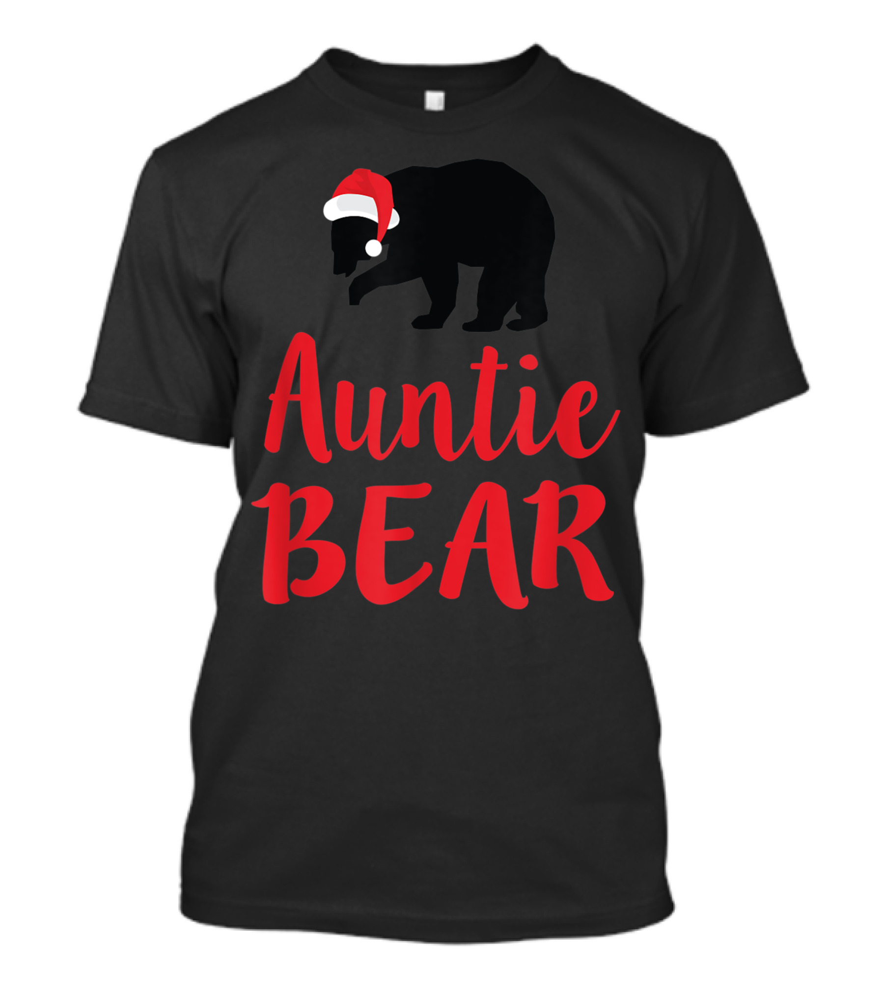 Auntie Bear Christmas Aunt Santa Hat Family T-Shirt