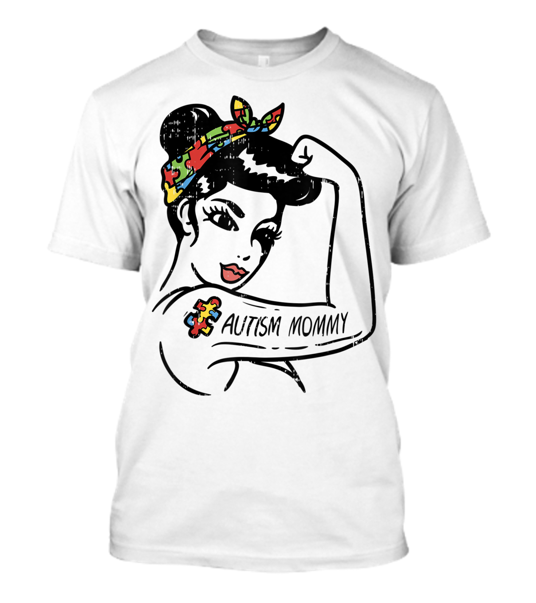 Autism Mommy Unbreakable Autistic Awareness Puzzle Piece Bandana T-Shirt