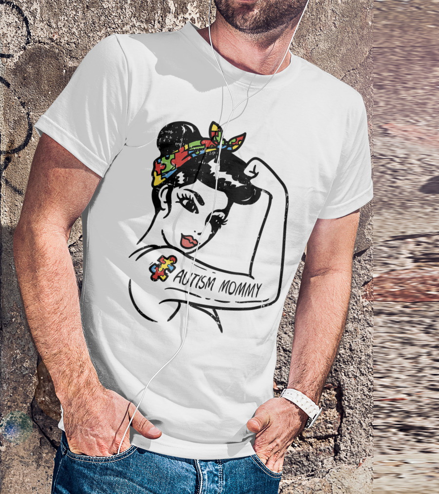 Autism Mommy Unbreakable Autistic Awareness Puzzle Piece Bandana T-Shirt