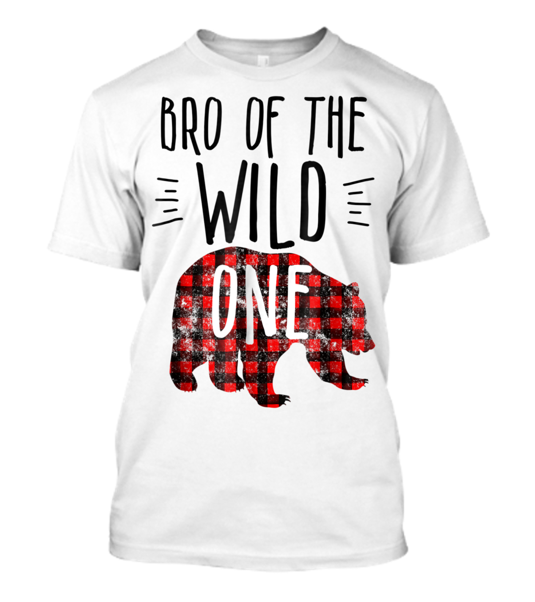Bro Of The Wild One Bear Buffalo Plaid Lumberjack T-Shirt