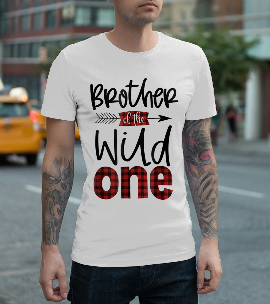 Brother Of The Wild One Plaid Lumberjack Arrow 1st Birthday T-Shirt