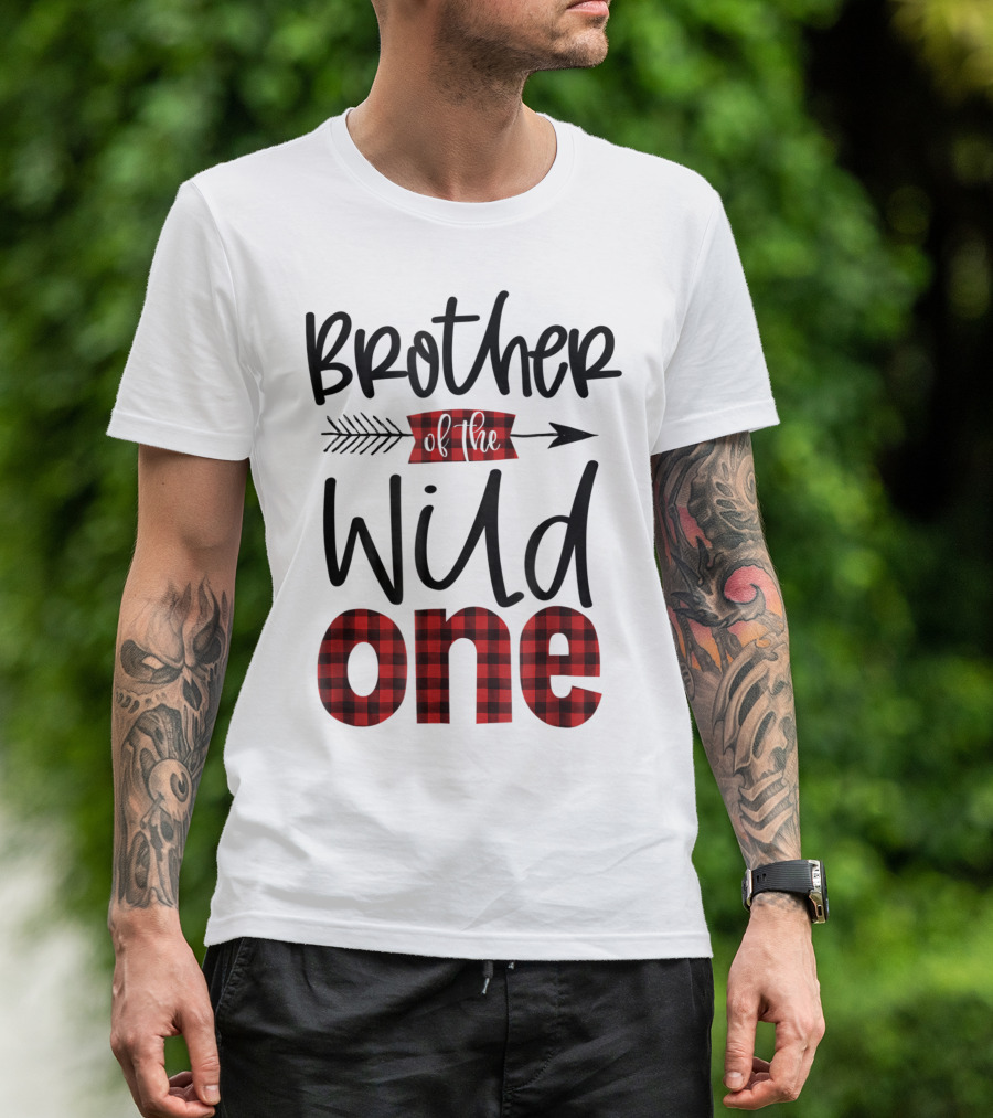Brother Of The Wild One Plaid Lumberjack Arrow 1st Birthday T-Shirt
