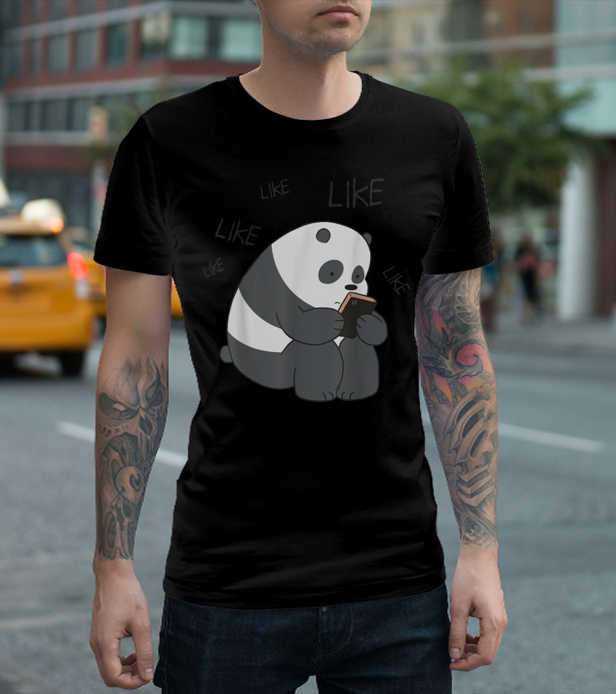 Cn We Bare Bears Panda Like Phone Scrolling T-Shirt