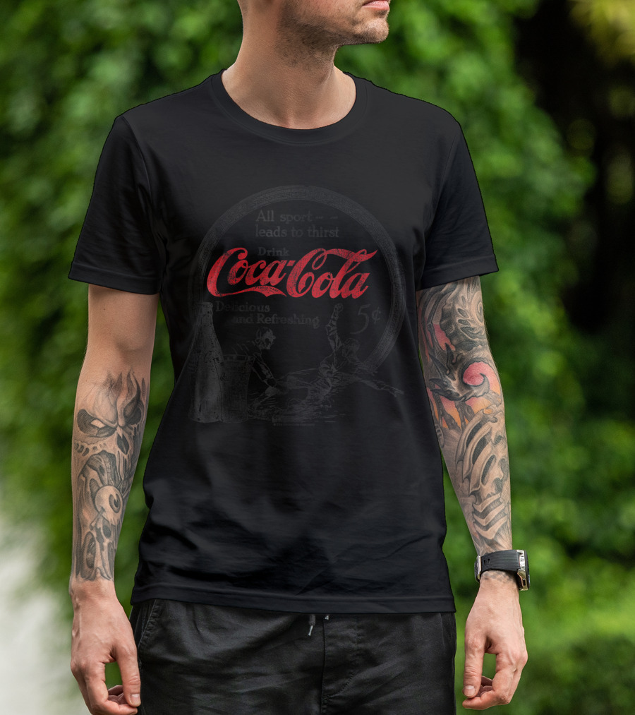 Coca Cola Refreshing Vintage Baseball Ad 5 Cents Sports Drink T-Shirt