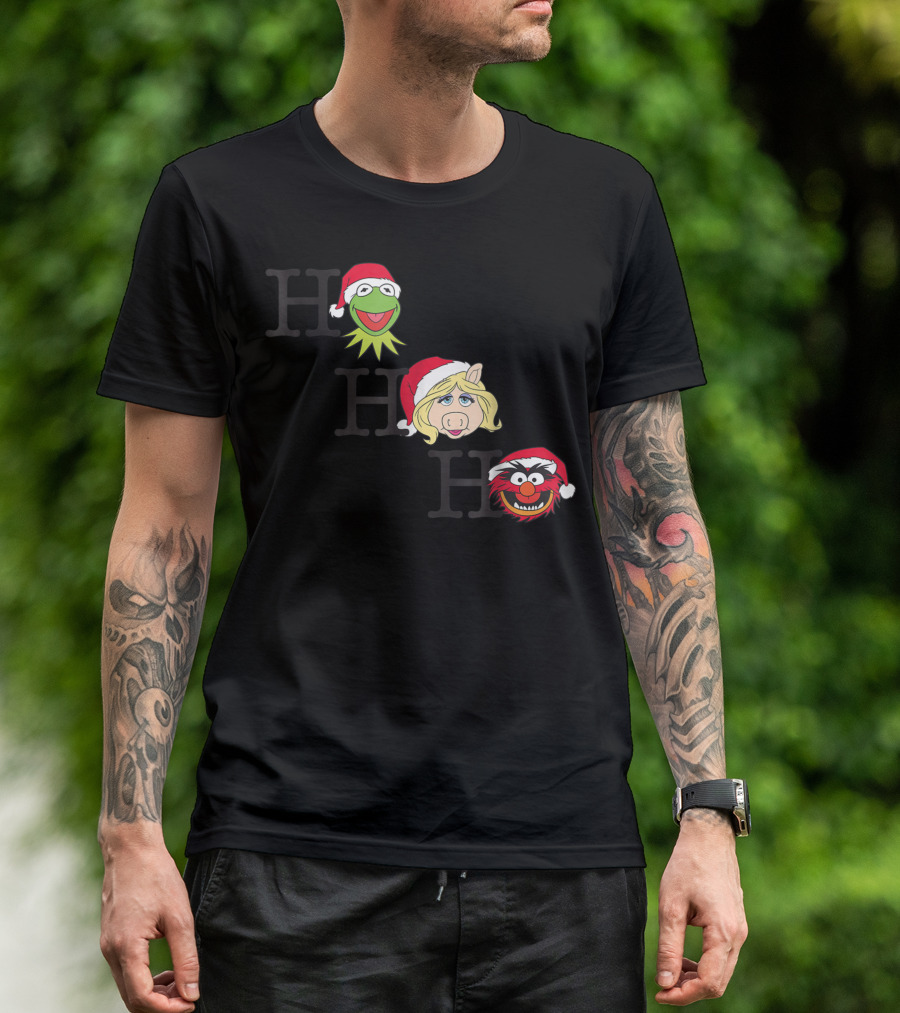 Disney Muppets Kermit Miss Piggy Animal Ho Ho Ho Holiday T-Shirt