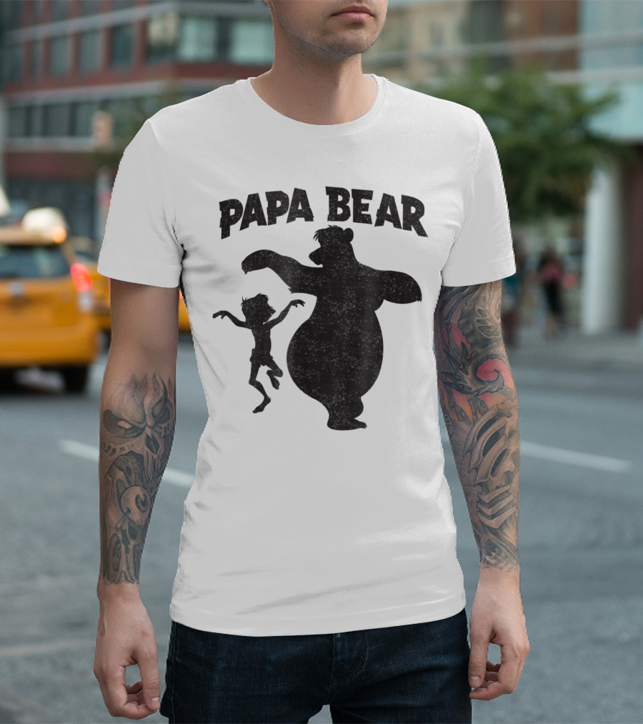 Papa Bear Disney The Jungle Book Baloo and Mowgli T-Shirt