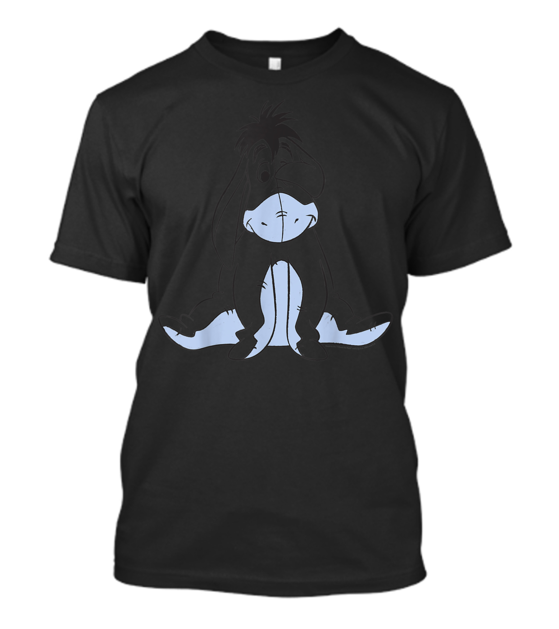 Disney Winnie The Pooh Eeyore Simple Sketch Black And Light Blue T-Shirt