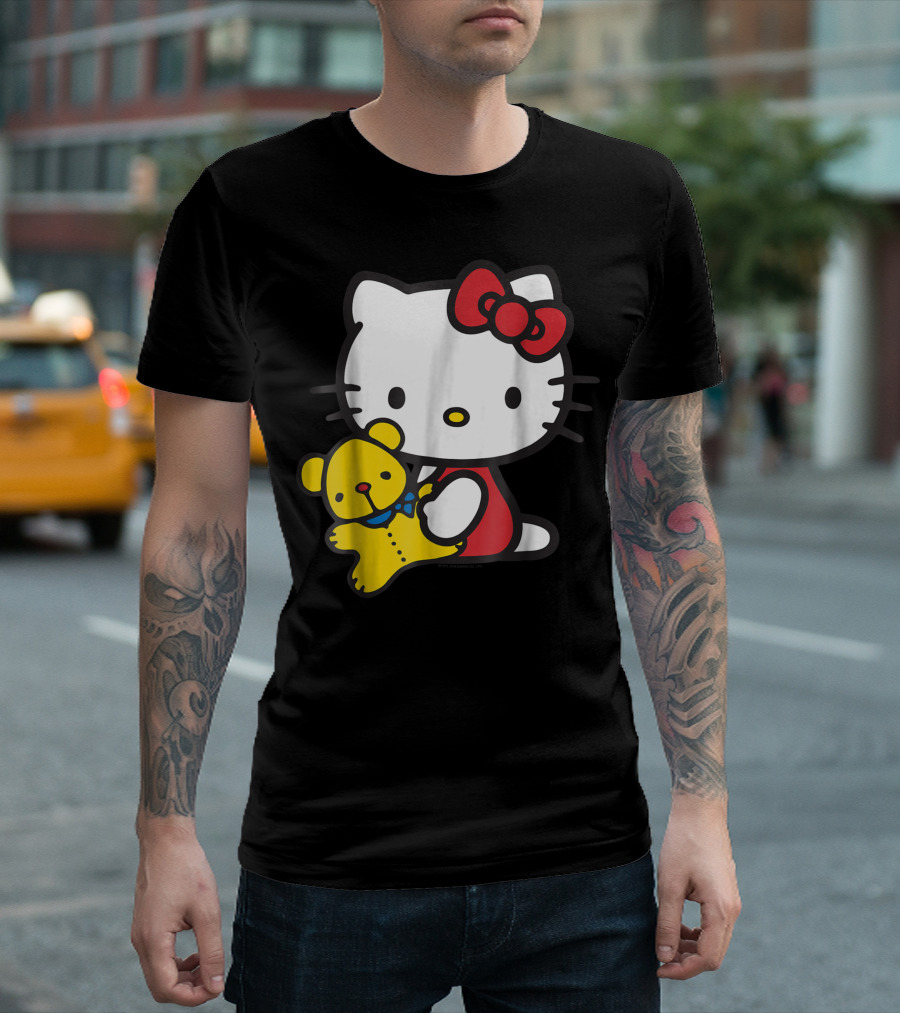 Hello Kitty Hugging Yellow Teddy Bear T-Shirt