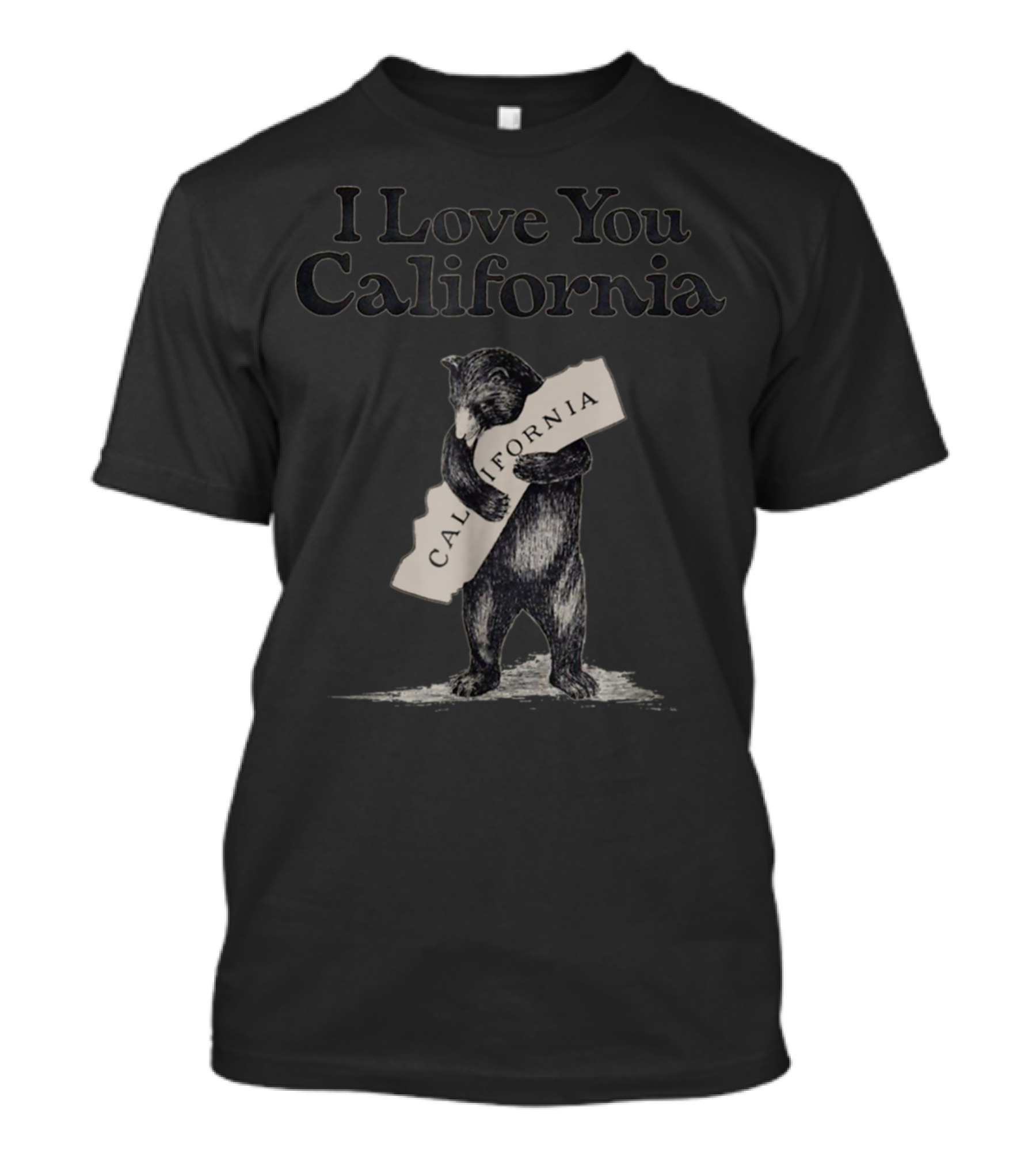 California Bear Hugging State Silhouette I Love You California T-Shirt