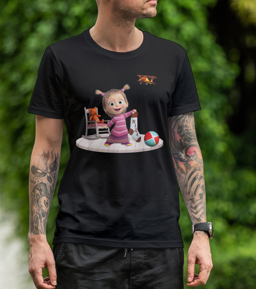 Masha Colorful Playful Scene With Toy Bear And Ball T-Shirt
