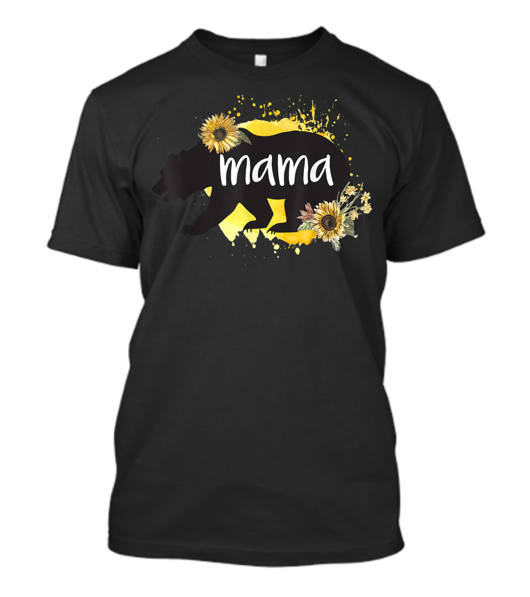 Mama Bear Sunflower Watercolor Mama Bear Sunflower Cute Womens T-Shirt
