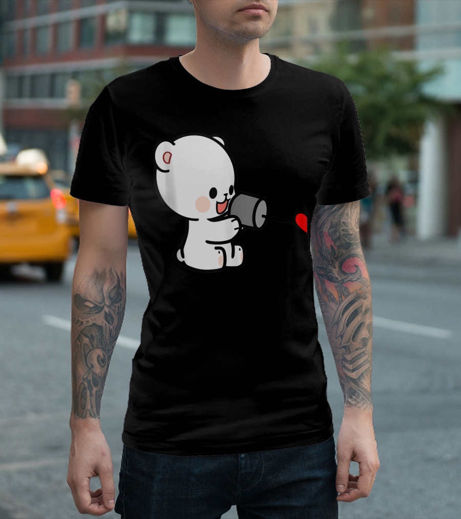 Milk Mocha Bear Valentines Love On The Line Couples Her T-Shirt