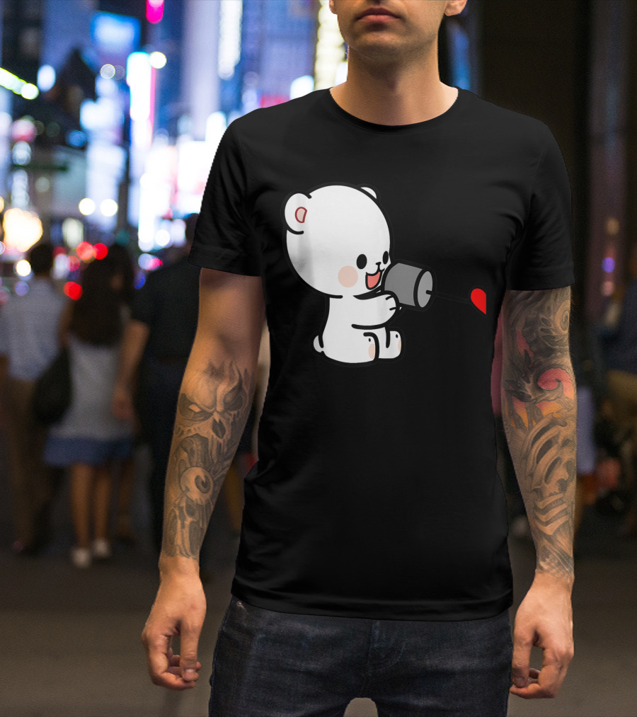 Milk Mocha Bear Valentines Love On The Line Couples Her T-Shirt