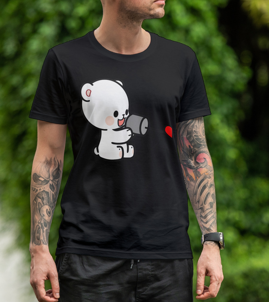 Milk Mocha Bear Valentines Love On The Line Couples Her T-Shirt