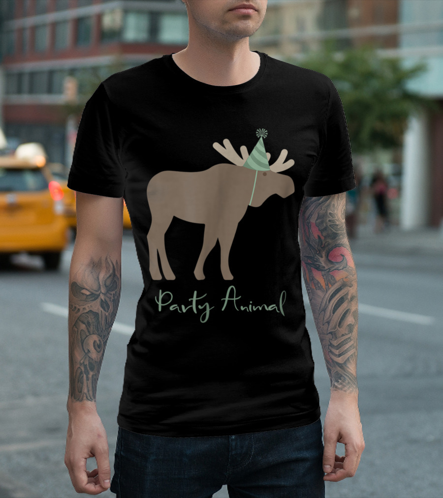 Party Animal Moose Birthday Kids Animal Birthday T-Shirt