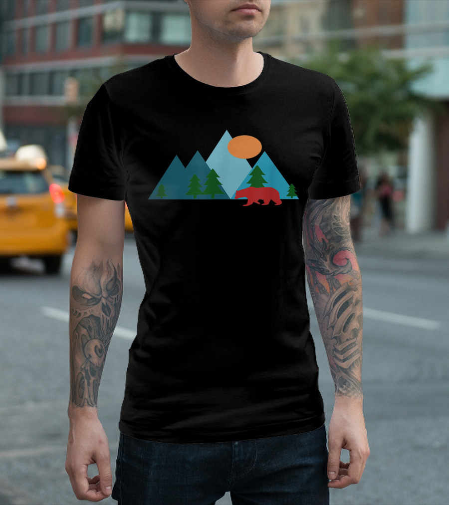 Mountains and Nature Scene Bear Forest T-Shirt
