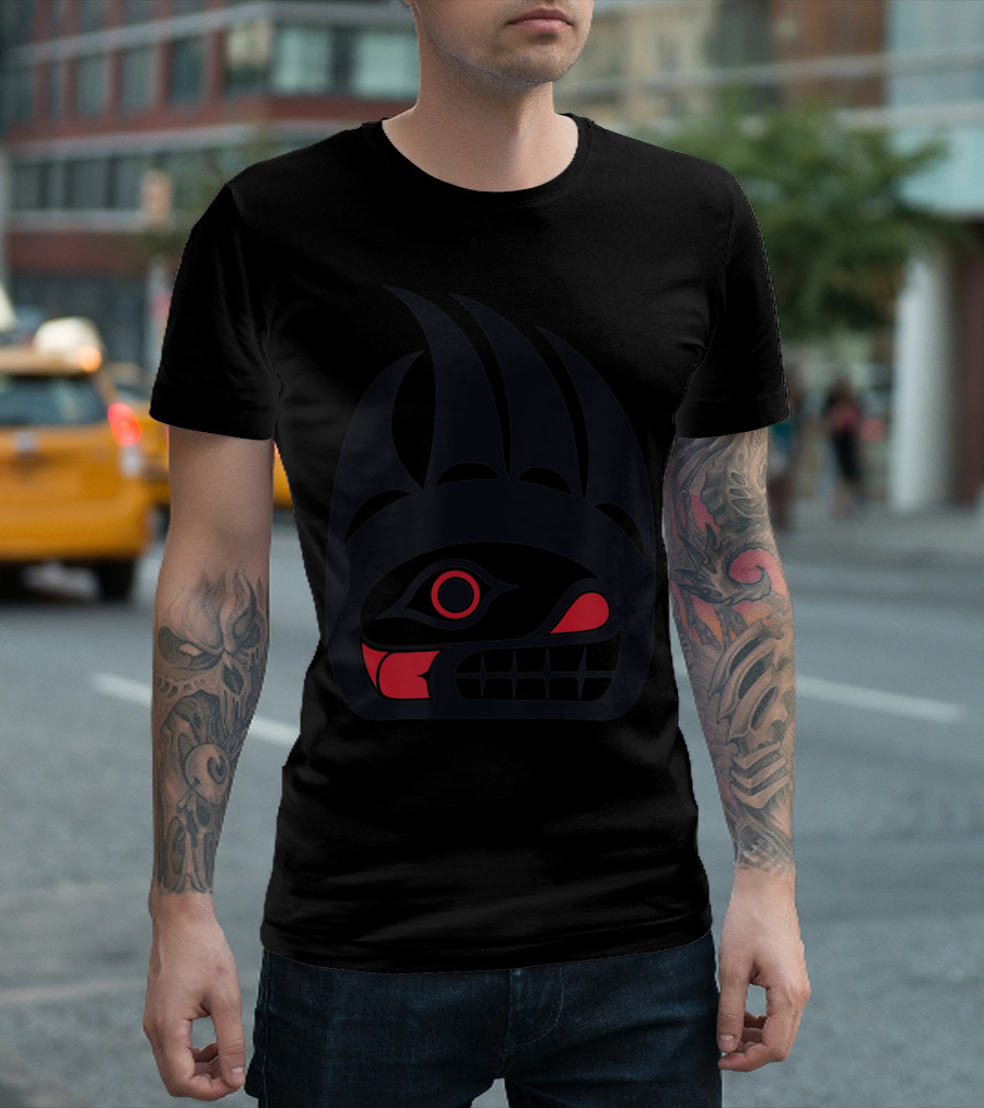 Northwest Indian Bear Claw Formline Art Black Red T-Shirt