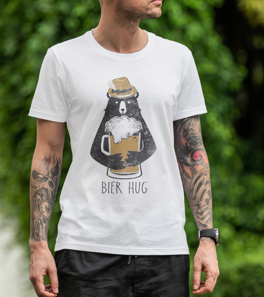 Oktoberfest Bier Hug Bear With Hat German Party T-Shirt