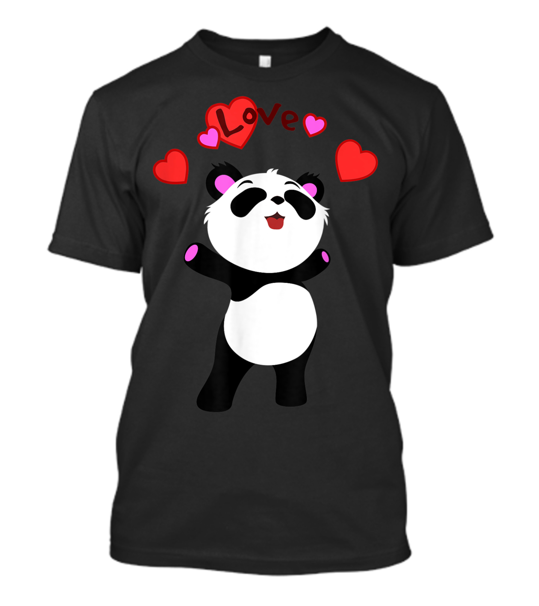 Love Panda Bear With Hearts Valentine's Gift T-Shirt