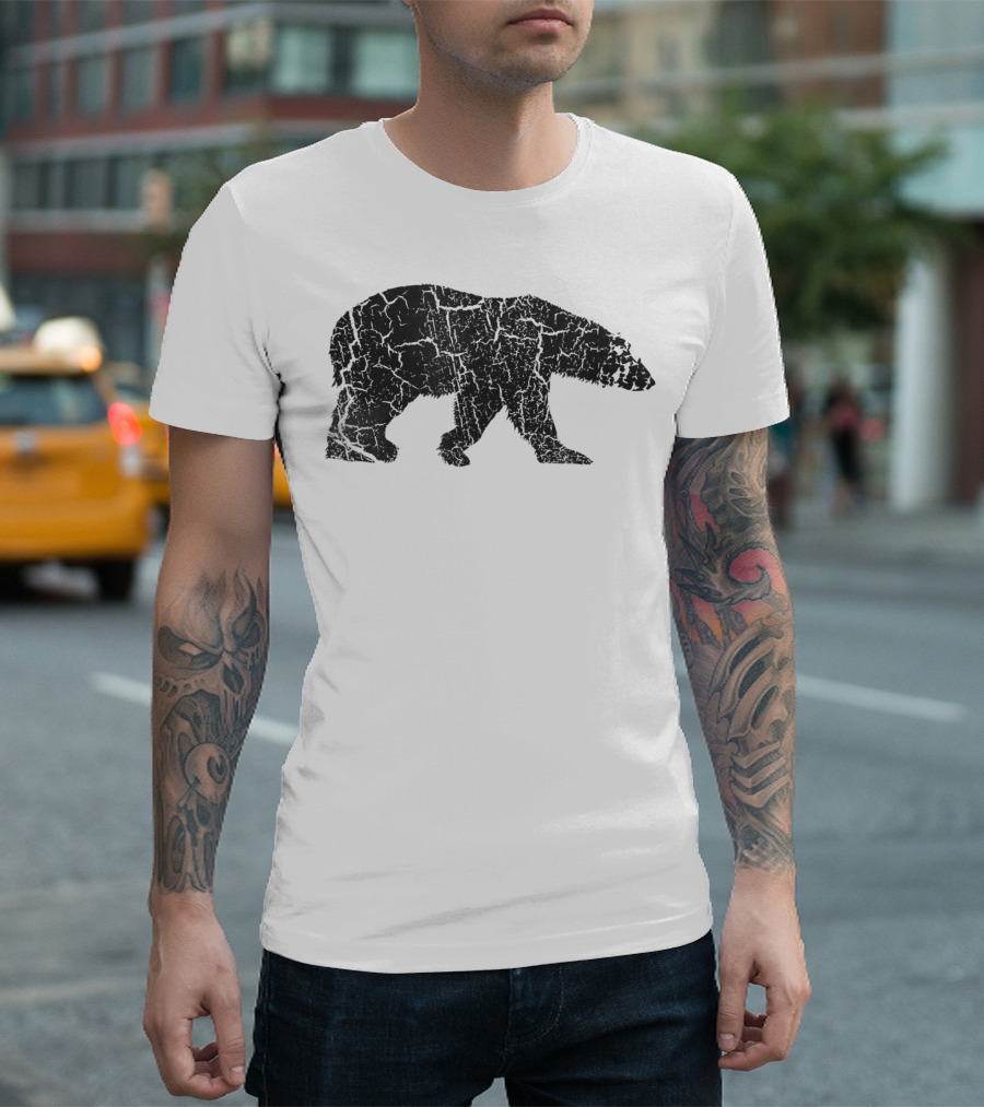 Polar Bear Distressed Vintage Print Arctic Wildlife T-Shirt